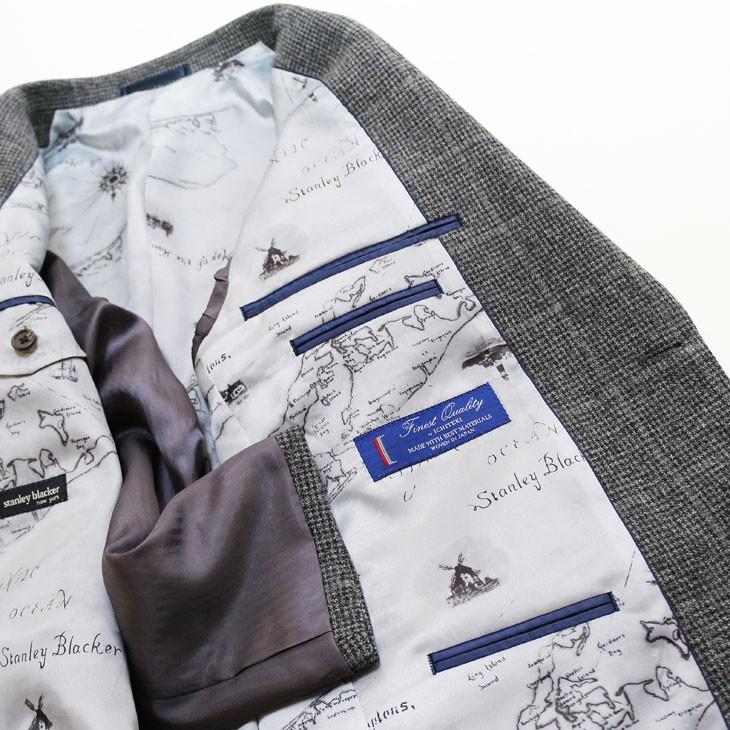 ジャケット テーラード ブレザー 秋冬 新品 スタンリーブラッカー 灰グレー杢 ウインドペン ナチュラル・ストレッチ ２つボタン ジャケット (AB/BB体) |  | 09