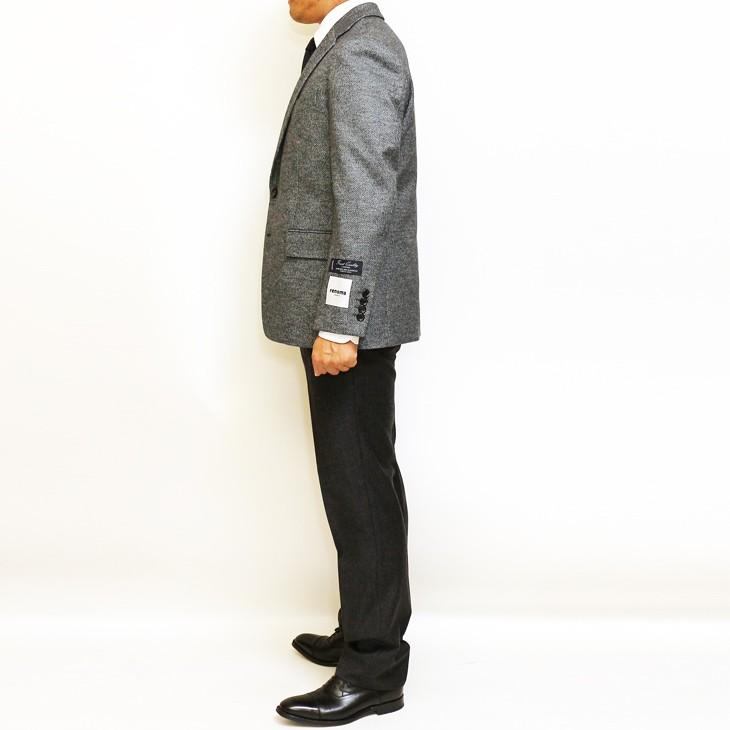 ジャケット テーラード ブレザー 2019-20 秋冬新作 renoma レノマ paris パリス やや淡系グレー杢 小織柄 ストレッチ ニット素材 ジャケット (AB/BB体) やや細め | renoma | 04