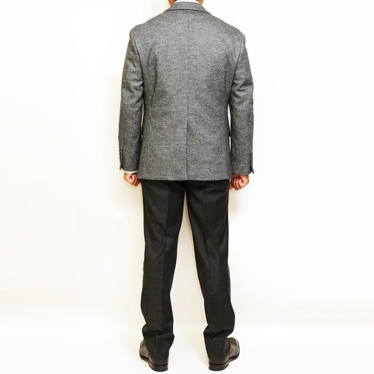 ジャケット テーラード ブレザー 2019-20 秋冬新作 renoma レノマ paris パリス やや淡系グレー杢 小織柄 ストレッチ ニット素材 ジャケット (AB/BB体) やや細め | renoma | 05