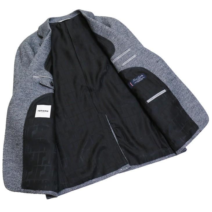 ジャケット テーラード ブレザー 2019-20 秋冬新作 renoma レノマ paris パリス やや淡系グレー杢 小織柄 ストレッチ ニット素材 ジャケット (AB/BB体) やや細め | renoma | 07