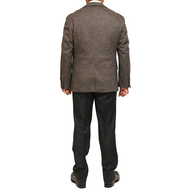 ジャケット テーラード ブレザー 秋冬新作 renoma レノマ パリス ブラウン茶系ベージュ杢 小織柄 ストレッチ ニット素材 ジャケット (AB/BB体) やや細め | renoma | 06