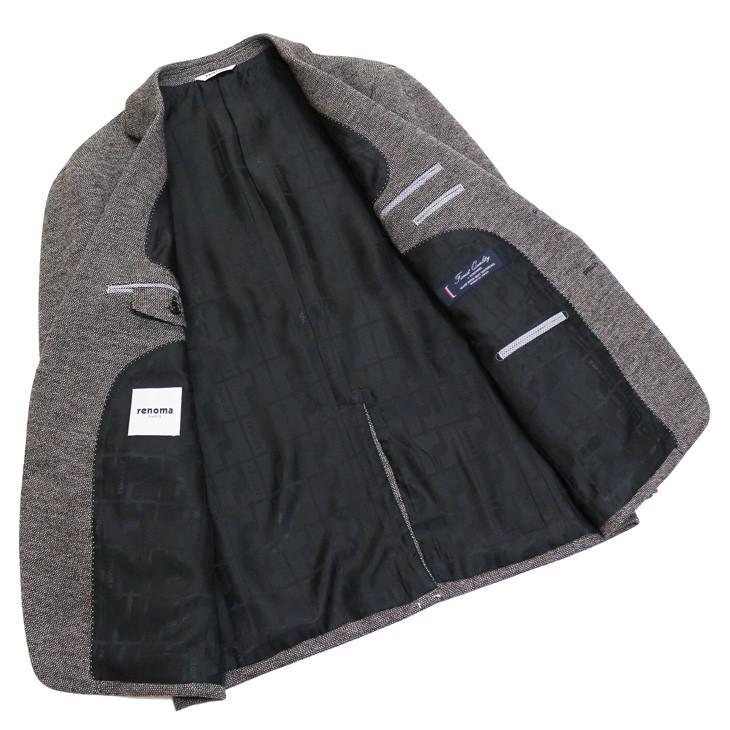 ジャケット テーラード ブレザー 秋冬新作 renoma レノマ パリス ブラウン茶系ベージュ杢 小織柄 ストレッチ ニット素材 ジャケット (AB/BB体) やや細め | renoma | 07