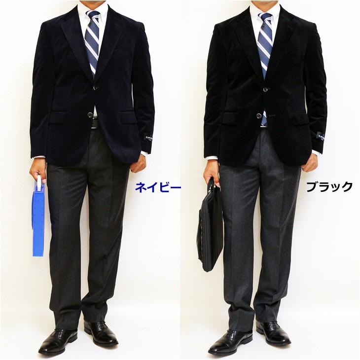 ジャケット テーラード ブレザー 新品 秋冬 アランドロン 別珍 ベルベット 黒ブラック 濃紺ネイビー 無地 2つボタン ジャケット (AB/BB/E体) | アラン・ドロン | 01