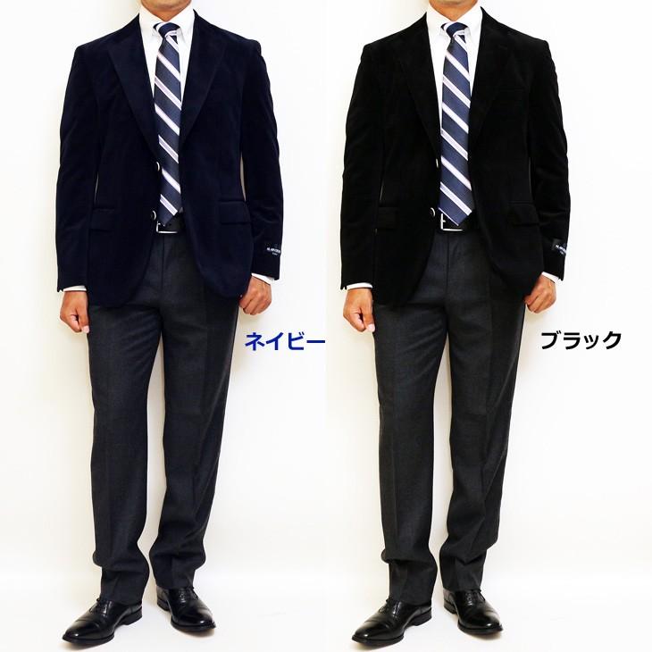 ジャケット テーラード ブレザー 新品 秋冬 アランドロン 別珍 ベルベット 黒ブラック 濃紺ネイビー 無地 2つボタン ジャケット (AB/BB/E体) | アラン・ドロン | 03