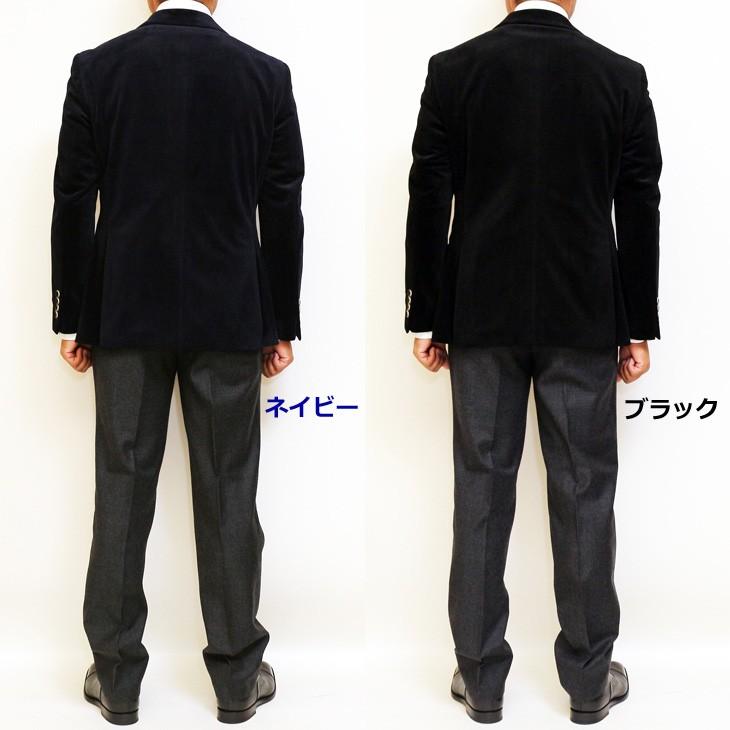 ジャケット テーラード ブレザー 新品 秋冬 アランドロン 別珍 ベルベット 黒ブラック 濃紺ネイビー 無地 2つボタン ジャケット (AB/BB/E体) | アラン・ドロン | 05