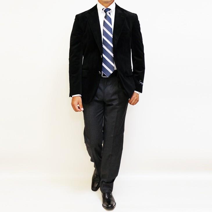 ジャケット テーラード ブレザー 新品 秋冬 アランドロン 別珍 ベルベット 黒ブラック 濃紺ネイビー 無地 2つボタン ジャケット (AB/BB/E体) | アラン・ドロン | 06