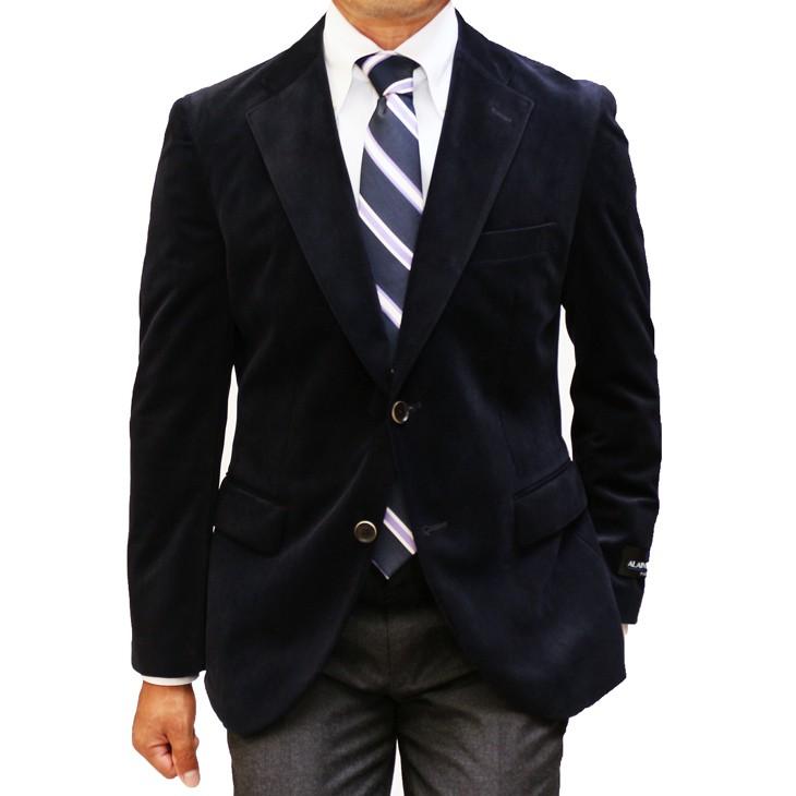 ジャケット テーラード ブレザー 新品 秋冬 アランドロン 別珍 ベルベット 黒ブラック 濃紺ネイビー 無地 2つボタン ジャケット (AB/BB/E体) | アラン・ドロン | 08