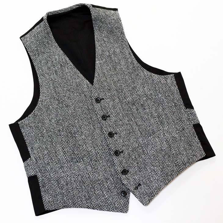 ハリスツイード 2022-23 新作 Harris Tweed ベスト ジレ 秋冬 オッドベスト 英国生地 定番グレーヘリンボーン お洒落 キャンプ BBQ グランピング にも | Harriss | 05