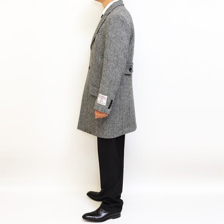 ハリスツイード メンズ チェスターコート 2019-20 秋冬 モデル 新品 英国 Harris Tweed やや 淡系 グレー杢 ヘリンボーン 杉綾織 | HARRIS TWEED | 04