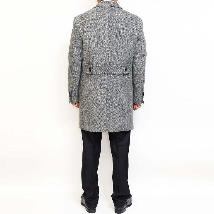 ハリスツイード メンズ チェスターコート 2019-20 秋冬 モデル 新品 英国 Harris Tweed やや 淡系 グレー杢 ヘリンボーン 杉綾織 | HARRIS TWEED | 05