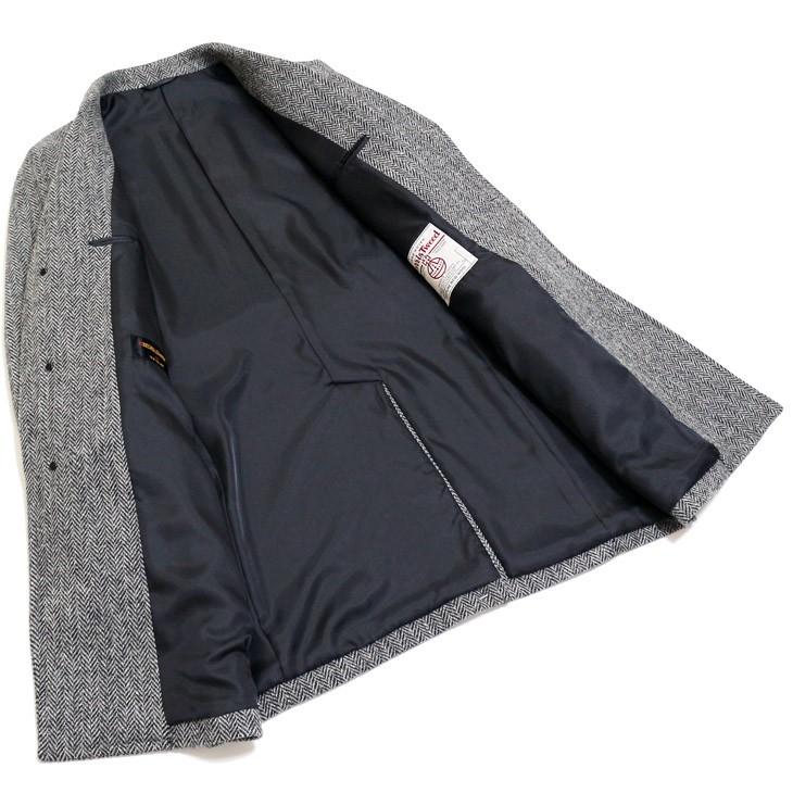 ハリスツイード メンズ チェスターコート 2019-20 秋冬 モデル 新品 英国 Harris Tweed やや 淡系 グレー杢 ヘリンボーン 杉綾織 | HARRIS TWEED | 06