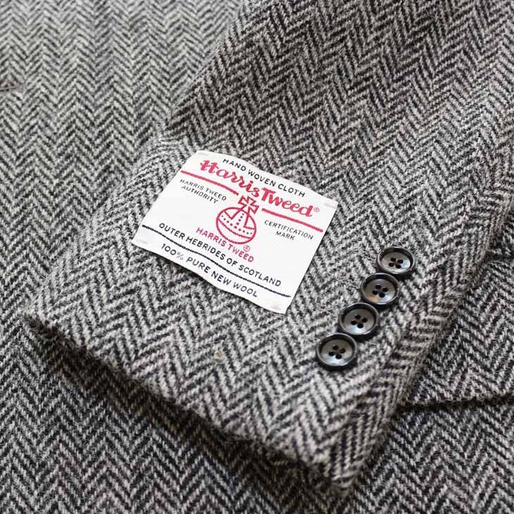 ハリスツイード メンズ チェスターコート 2019-20 秋冬 モデル 新品 英国 Harris Tweed やや 淡系 グレー杢 ヘリンボーン 杉綾織 | HARRIS TWEED | 07