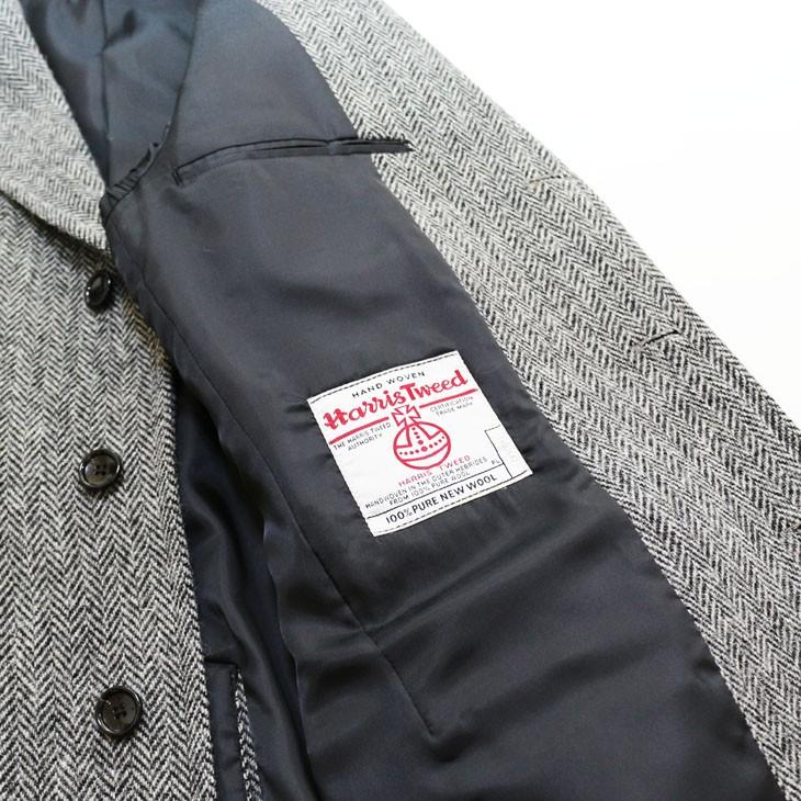 ハリスツイード メンズ チェスターコート 2019-20 秋冬 モデル 新品 英国 Harris Tweed やや 淡系 グレー杢 ヘリンボーン 杉綾織 | HARRIS TWEED | 09