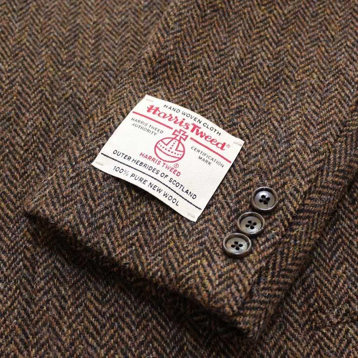 ハリスツイード メンズ ステンカラーコート 2019-20 秋冬 モデル 新品 英国 Harris Tweed 茶 ブラウン 杢 ヘリンボーン杉綾織 | HARRIS TWEED | 07