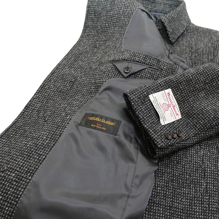ハリスツイード メンズ ステンカラーコート 秋冬 モデル 新品 英国 Harris Tweed 黒系 チャコールグレー 杢 チェック 小柄 | HARRIS TWEED | 08