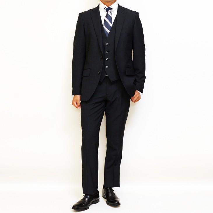 スーツ メンズ 新品 秋冬 FICCE フィッチェ BISHU 尾州生地 濃紺ネイビー ウインドペン 2つボタン ベスト付き 3ピーススーツ (A/AB体) スリム fic-400 | FICCE | 03