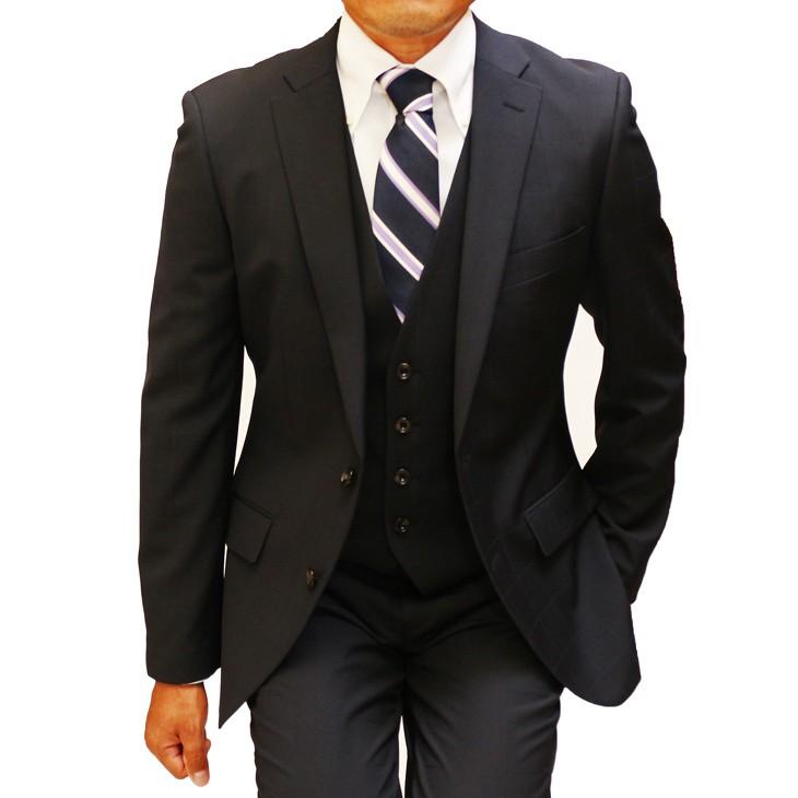 スーツ メンズ 新品 秋冬 FICCE フィッチェ BISHU 尾州生地 濃紺ネイビー ウインドペン 2つボタン ベスト付き 3ピーススーツ (A/AB体) スリム fic-400 | FICCE | 06