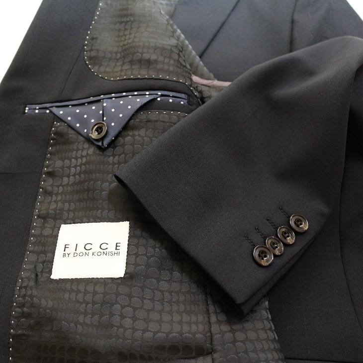 スーツ メンズ 新品 秋冬 FICCE フィッチェ BISHU 尾州生地 濃紺ネイビー ウインドペン 2つボタン ベスト付き 3ピーススーツ (A/AB体) スリム fic-400 | FICCE | 08