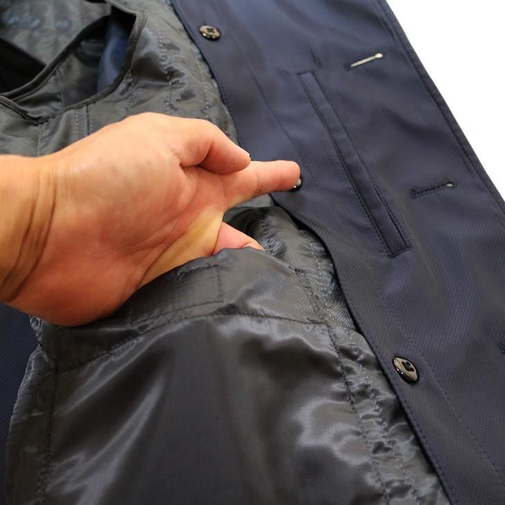 メンズ ステンカラーコート 2019-20 新作秋冬 ブルーフロスト Tefron テフロン加工 撥水 ネイビー ブラック 2色 無地系小柄 ビジネスコート |  | 19