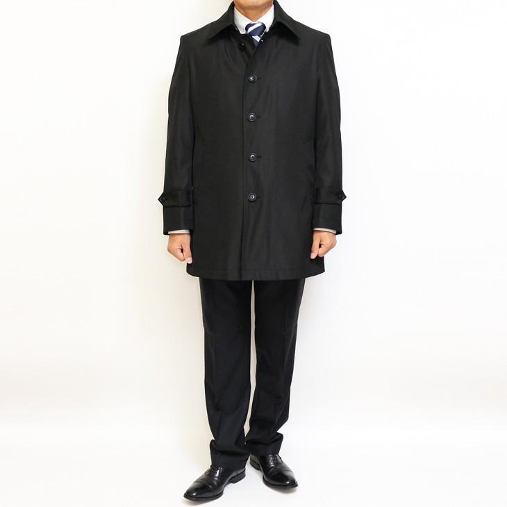 メンズ ステンカラーコート 2019-20 新作秋冬 ブルーフロスト Tefron テフロン加工 撥水 ネイビー ブラック 2色 無地系小柄 ビジネスコート |  | 02