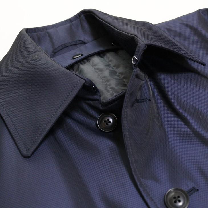 メンズ ステンカラーコート 2019-20 新作秋冬 ブルーフロスト Tefron テフロン加工 撥水 ネイビー ブラック 2色 無地系小柄 ビジネスコート |  | 20