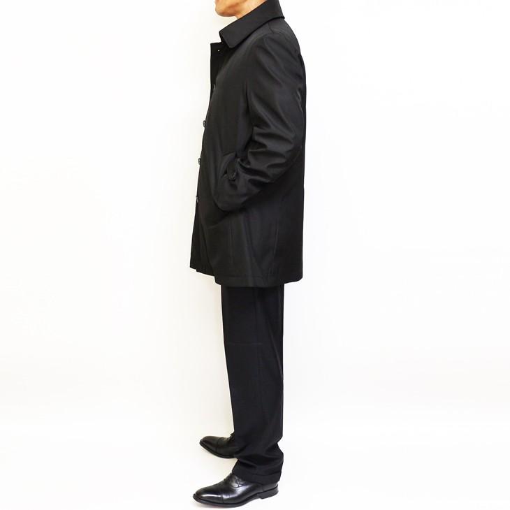メンズ ステンカラーコート 2019-20 新作秋冬 ブルーフロスト Tefron テフロン加工 撥水 ネイビー ブラック 2色 無地系小柄 ビジネスコート |  | 04