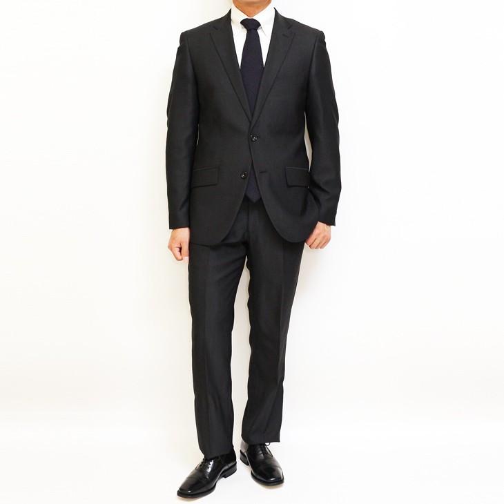 スーツ メンズ 新品 春夏 FICCE フィッチェ 尾州生地 ストレッチ 濃灰グレー無地 モヘヤ風 ソアロン混 2つボタン スーツ (A/AB体) スリム fic-400 | FICCE | 01