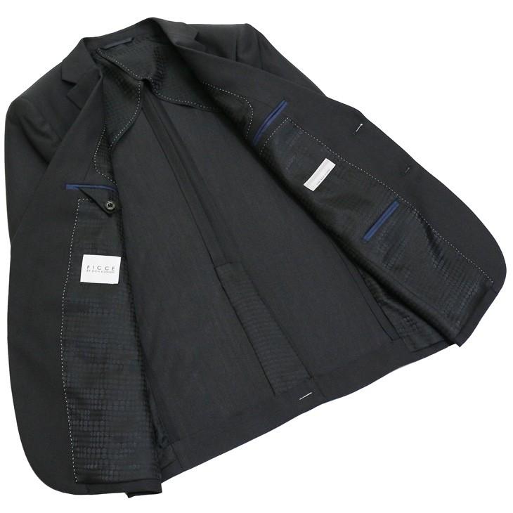 スーツ メンズ 新品 春夏 FICCE フィッチェ 尾州生地 ストレッチ 濃灰グレー無地 モヘヤ風 ソアロン混 2つボタン スーツ (A/AB体) スリム fic-400 | FICCE | 06