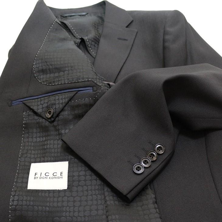スーツ メンズ 新品 春夏 FICCE フィッチェ 尾州生地 ストレッチ 濃灰グレー無地 モヘヤ風 ソアロン混 2つボタン スーツ (A/AB体) スリム fic-400 | FICCE | 07