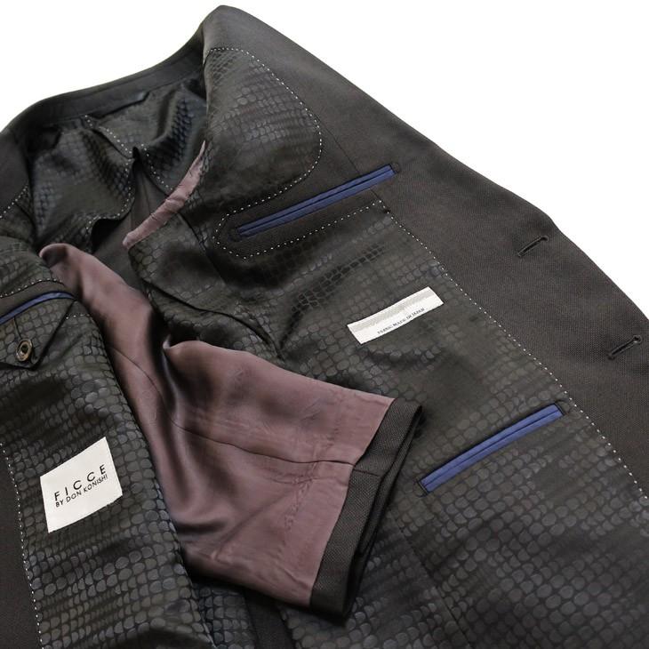 スーツ メンズ 新品 春夏 FICCE フィッチェ 尾州生地 ストレッチ 濃灰グレー無地 モヘヤ風 ソアロン混 2つボタン スーツ (A/AB体) スリム fic-400 | FICCE | 08