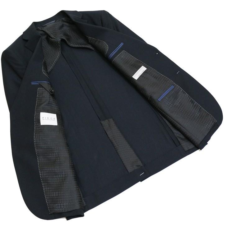 スーツ メンズ 新品 春夏 FICCE フィッチェ 尾州生地 ストレッチ 濃紺ネイビー無地 モヘヤ風 ソアロン混 2つボタン スーツ (A/AB体) スリム fic-400 | FICCE | 06