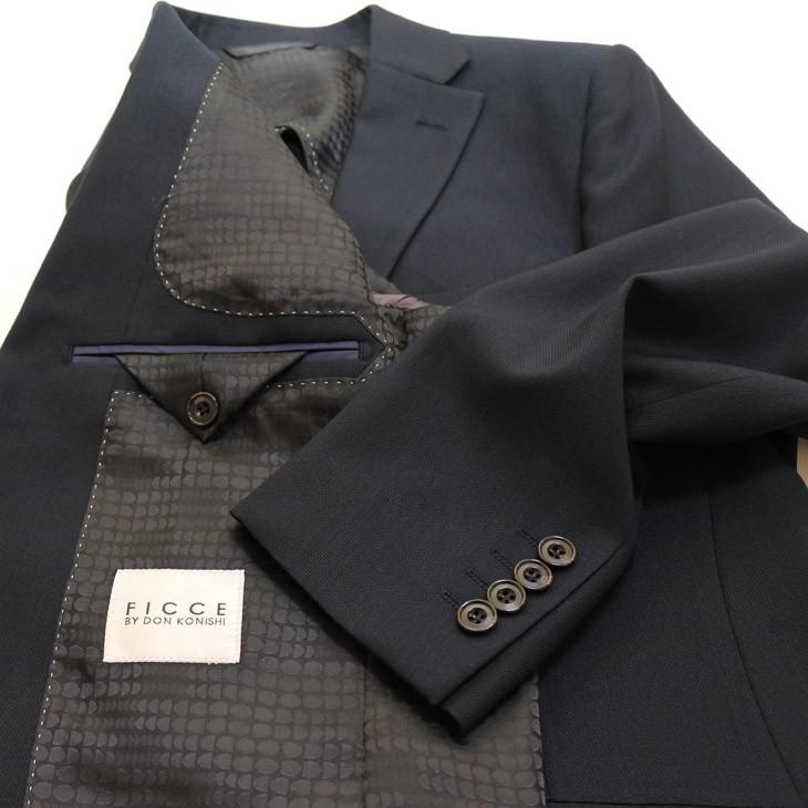 スーツ メンズ 新品 春夏 FICCE フィッチェ 尾州生地 ストレッチ 濃紺ネイビー無地 モヘヤ風 ソアロン混 2つボタン スーツ (A/AB体) スリム fic-400 | FICCE | 07