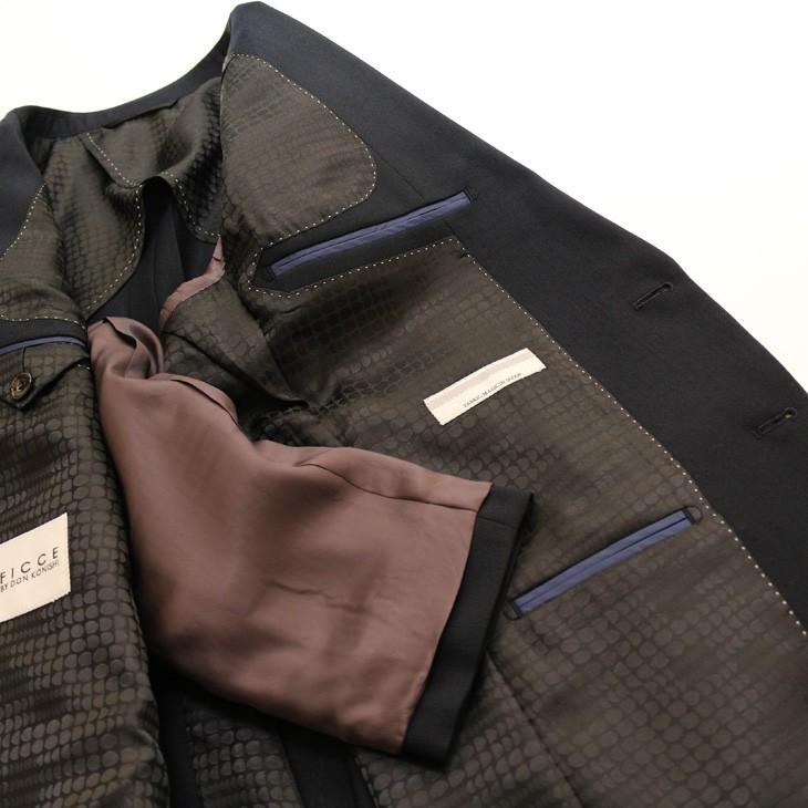 スーツ メンズ 新品 春夏 FICCE フィッチェ 尾州生地 ストレッチ 濃紺ネイビー無地 モヘヤ風 ソアロン混 2つボタン スーツ (A/AB体) スリム fic-400 | FICCE | 08