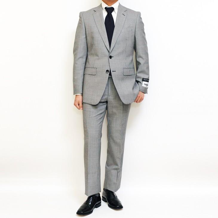 超特価 スーツ メンズ 春夏 新品 renoma レノマ オム 英国 ブリティッシュウール 千鳥格子 淡灰グレー DROP7.5 スリム 2つボタン ビジネス スーツ (A/AB体) | renoma | 02