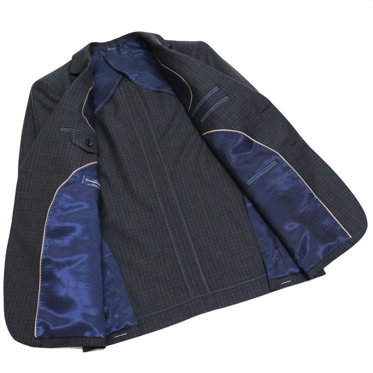 超特価 スーツ メンズ 春夏 新品 エルメネジルドゼニア 灰グレー杢 ブロック小柄チェック 2つボタン ビジネス スーツ (AB/BB体) やや細め J09-2B | ZEGNA | 04