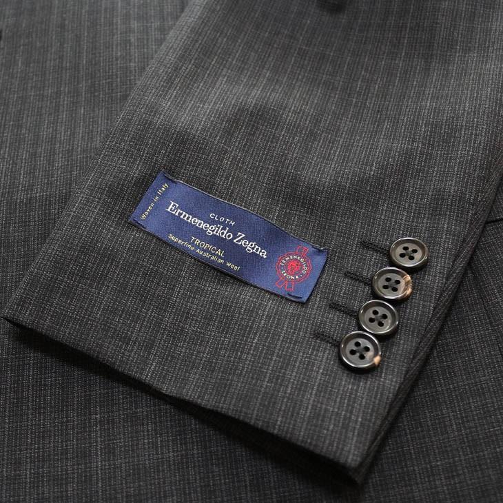超特価 スーツ メンズ 春夏 新品 エルメネジルドゼニア 灰グレー杢 ブロック小柄チェック 2つボタン ビジネス スーツ (AB/BB体) やや細め J09-2B | ZEGNA | 05