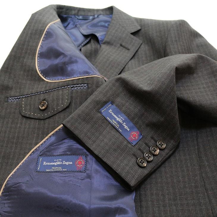 超特価 スーツ メンズ 春夏 新品 エルメネジルドゼニア 灰グレー杢 ブロック小柄チェック 2つボタン ビジネス スーツ (AB/BB体) やや細め J09-2B | ZEGNA | 06