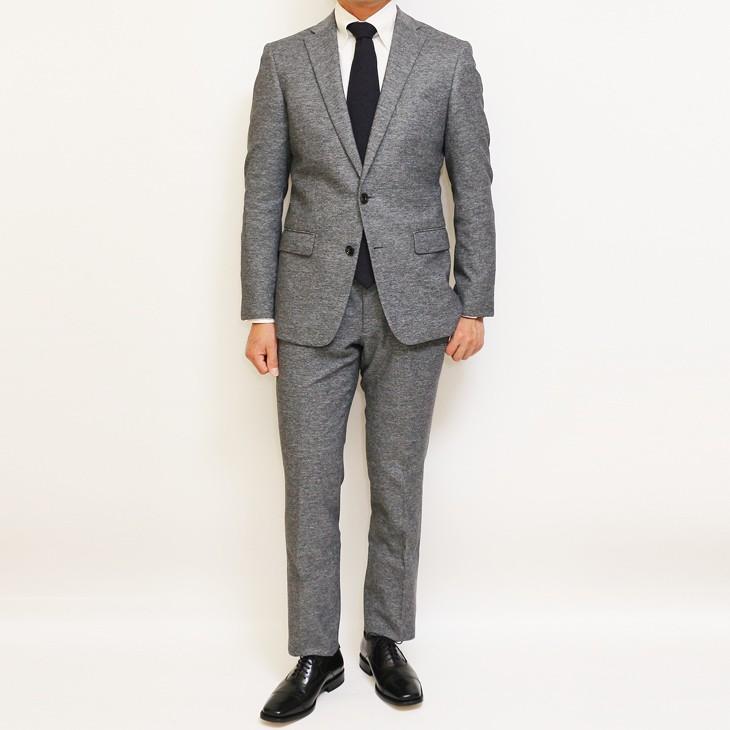 スーツ メンズ 2020 新作 春夏 FICCE SPORTS フィッチェ スポーツ 灰グレー杢 織柄 アクティブ スーツ  (A体) スリム | FICCE | 01