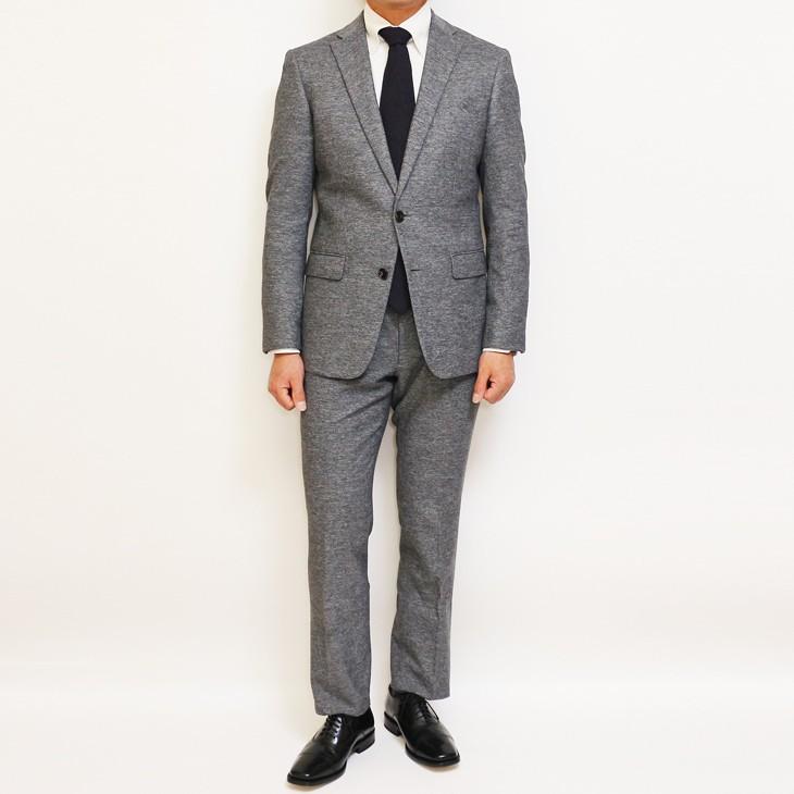 スーツ メンズ 2020 新作 春夏 FICCE SPORTS フィッチェ スポーツ 灰グレー杢 織柄 アクティブ スーツ  (A体) スリム | FICCE | 03