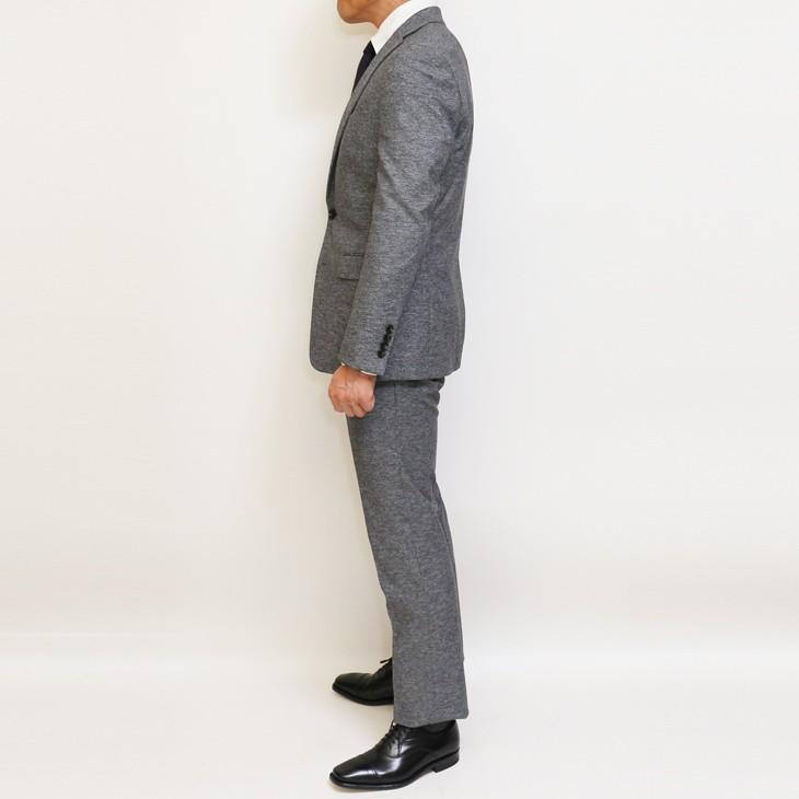 スーツ メンズ 2020 新作 春夏 FICCE SPORTS フィッチェ スポーツ 灰グレー杢 織柄 アクティブ スーツ  (A体) スリム | FICCE | 09