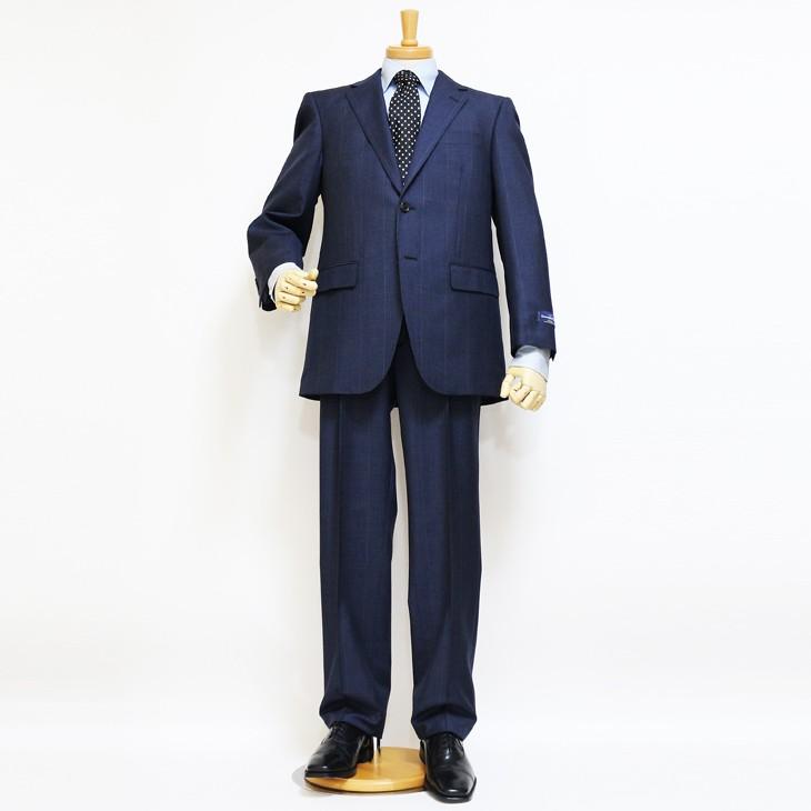 スーツ メンズ 春夏 新品 エルメネジルドゼニア 濃紺ネイビー杢 グレンチェック風 2つボタン ビジネス スーツ (AB体) やや細め J09-2B | ZEGNA | 01