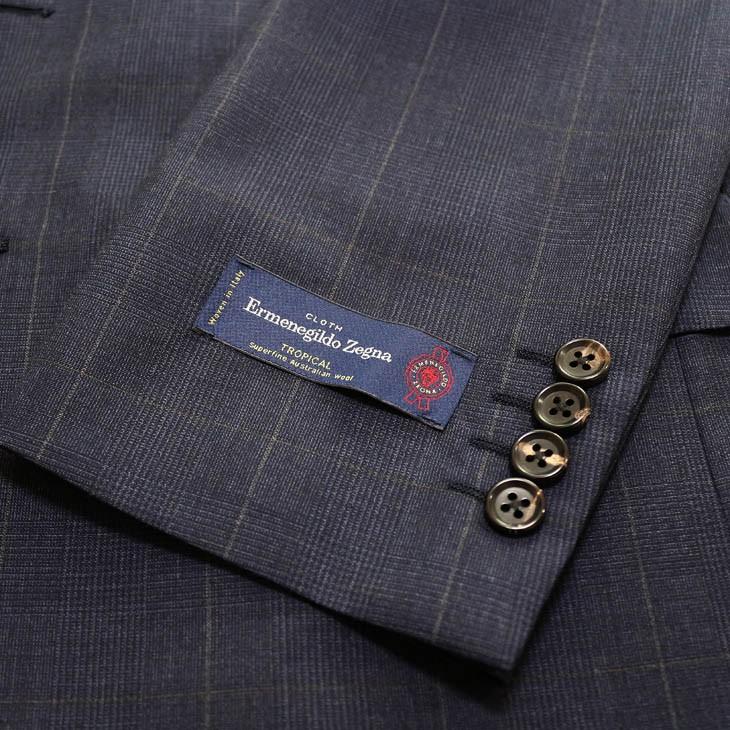 スーツ メンズ 春夏 新品 エルメネジルドゼニア 濃紺ネイビー杢 グレンチェック風 2つボタン ビジネス スーツ (AB体) やや細め J09-2B | ZEGNA | 04