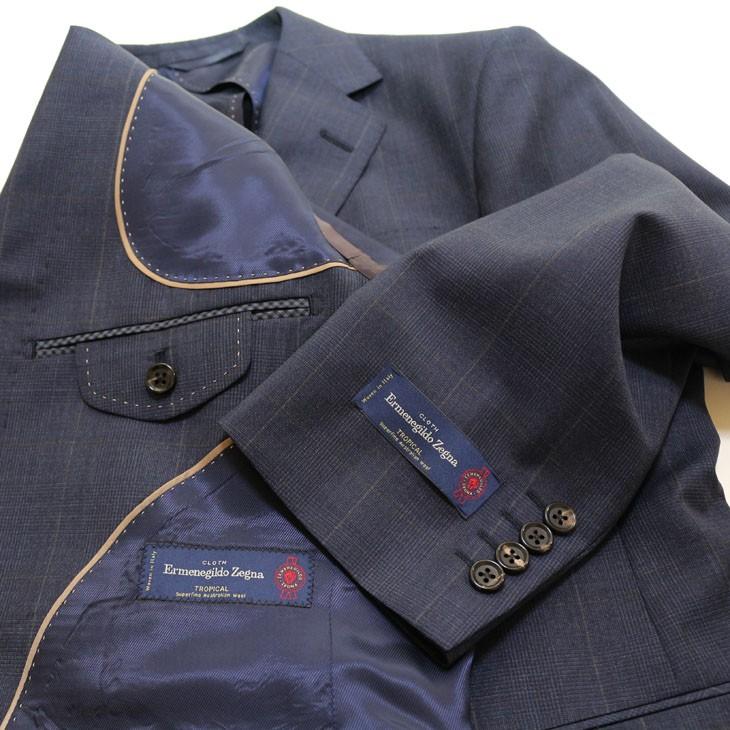 スーツ メンズ 春夏 新品 エルメネジルドゼニア 濃紺ネイビー杢 グレンチェック風 2つボタン ビジネス スーツ (AB体) やや細め J09-2B | ZEGNA | 06