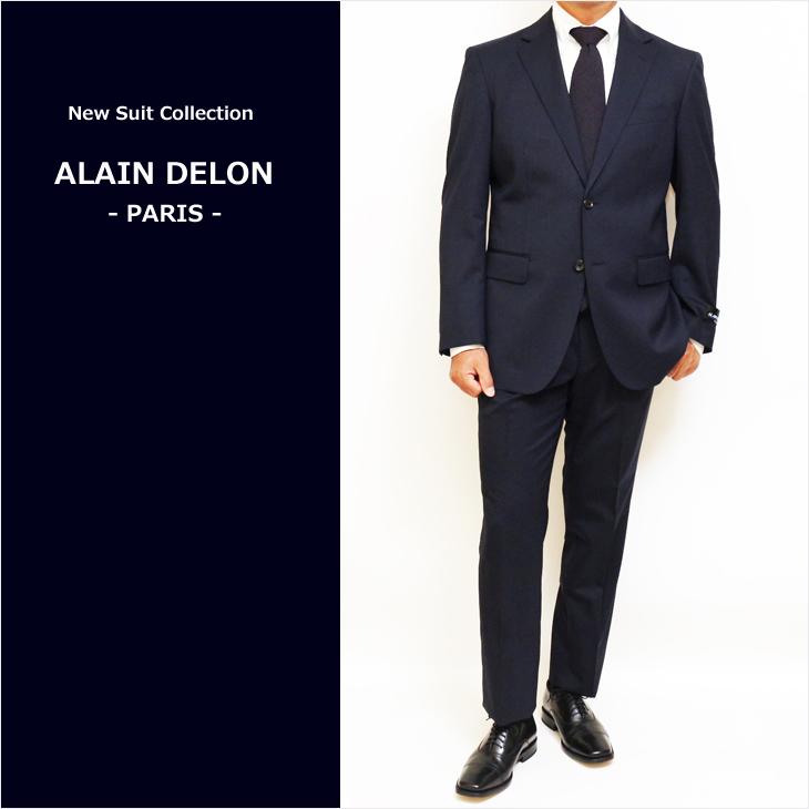 スーツ メンズ 春夏 秋冬 通年 SALE 新品 アランドロン 濃紺ネイビー無地 ナチュラルストレッチ 2つボタン ゆったり型 ビジネス スーツ (A/AB/BB体) J19-2B | アラン・ドロン