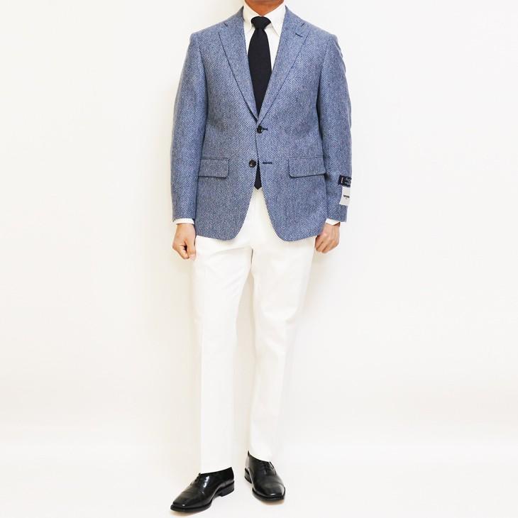 ジャケット テーラード ブレザー 春夏 新品 renoma レノマ paris パリス オーシャンブルー杢 ニット素材 ジャケット (AB/BB体) やや細め | renoma | 01