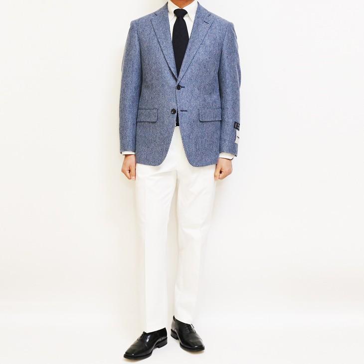 ジャケット テーラード ブレザー 春夏 新品 renoma レノマ paris パリス オーシャンブルー杢 ニット素材 ジャケット (AB/BB体) やや細め | renoma | 02