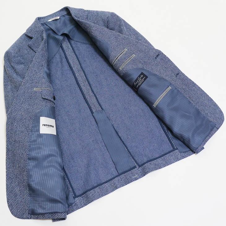 ジャケット テーラード ブレザー 春夏 新品 renoma レノマ paris パリス オーシャンブルー杢 ニット素材 ジャケット (AB/BB体) やや細め | renoma | 06