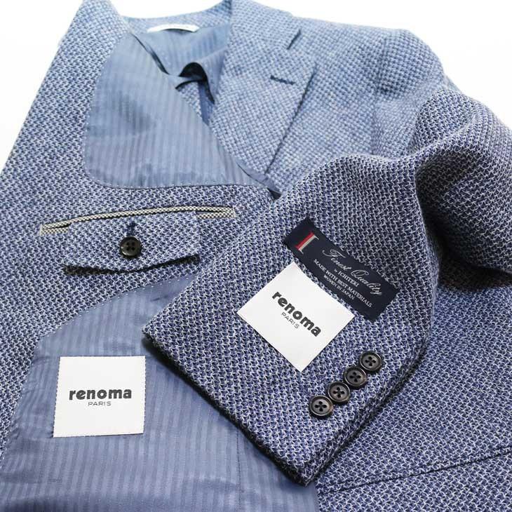 ジャケット テーラード ブレザー 春夏 新品 renoma レノマ paris パリス オーシャンブルー杢 ニット素材 ジャケット (AB/BB体) やや細め | renoma | 08