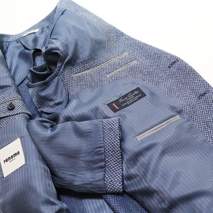 ジャケット テーラード ブレザー 春夏 新品 renoma レノマ paris パリス オーシャンブルー杢 ニット素材 ジャケット (AB/BB体) やや細め | renoma | 09