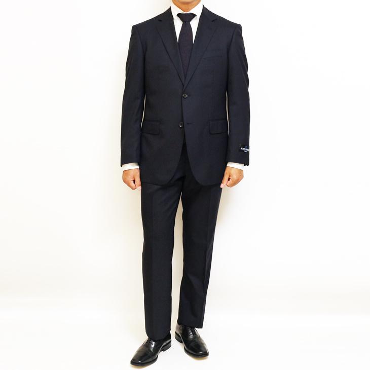 スーツ メンズ 春夏 秋冬 通年 SALE 新品 アランドロン 濃紺ネイビー 織柄シャドー縞ストライプ 2つボタン ゆったり型 ビジネス スーツ (A/AB/BB体) J19-2B | アラン・ドロン | 02